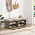 49 Shoe Storage Bench Entryway Shoe Cabinet Storage Ottoman with Padded Seat Cushion and Double Doors