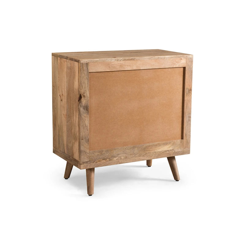 Handcrafted Mango Wood 3-Drawer Chest with 3D Carved Panel Natural Finish