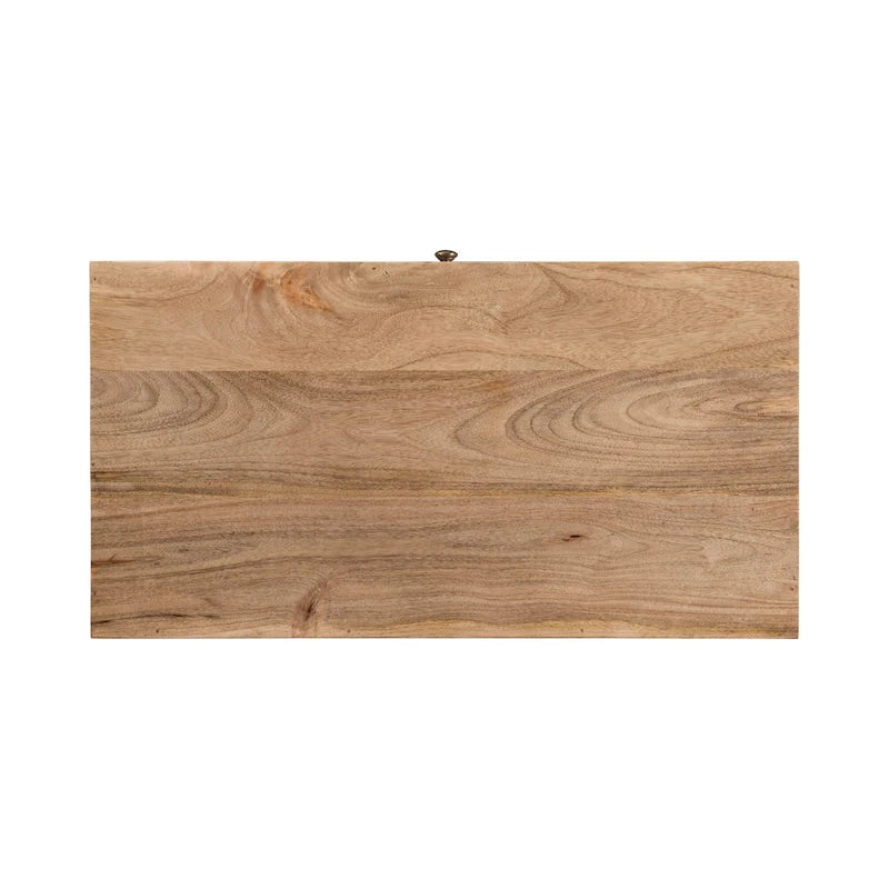 Handcrafted Mango Wood 3-Drawer Chest with 3D Carved Panel Natural Finish