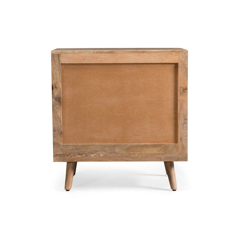 Handcrafted Mango Wood 3-Drawer Chest with 3D Carved Panel Natural Finish