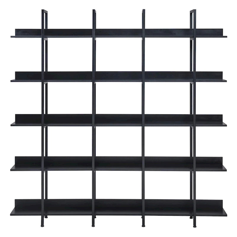 5-Tier Open Bookshelf with Metal Frame, Brown / White / Black