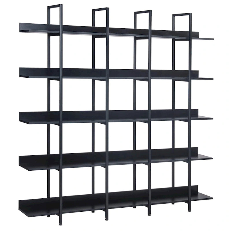 5-Tier Open Bookshelf with Metal Frame, Brown / White / Black