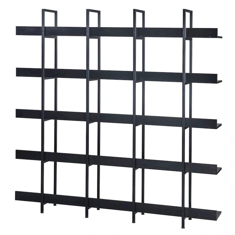 5-Tier Open Bookshelf with Metal Frame, Brown / White / Black