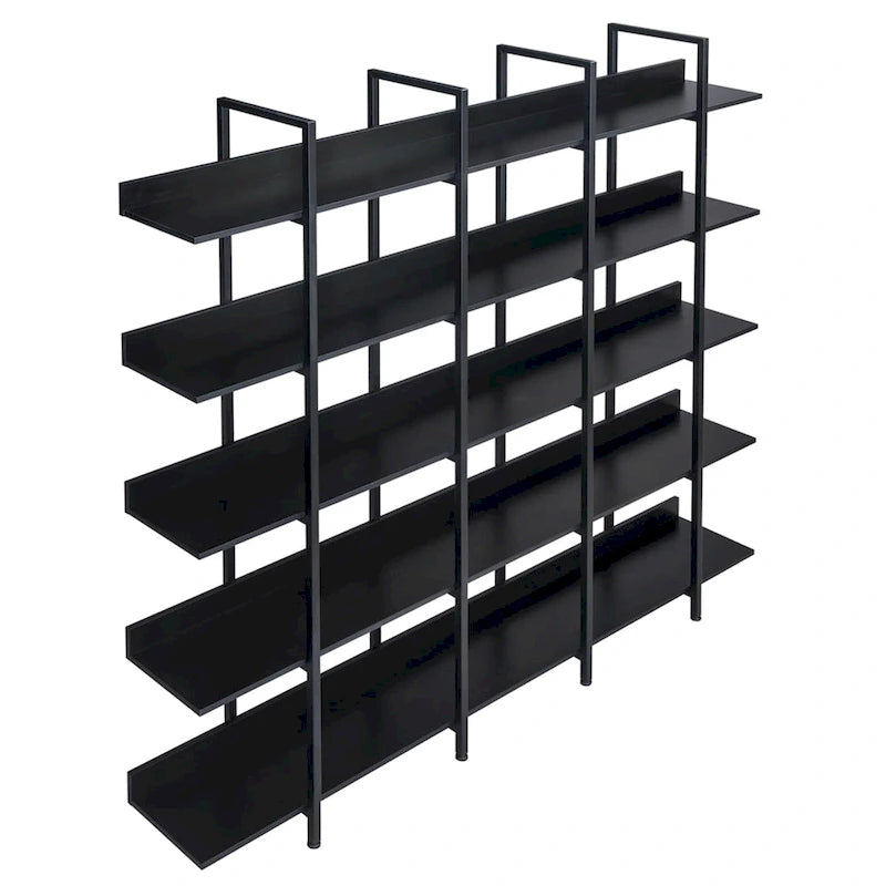5-Tier Open Bookshelf with Metal Frame, Brown / White / Black