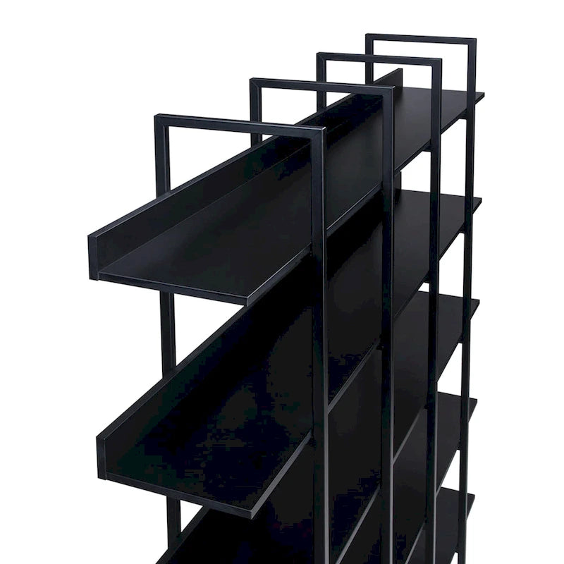 5-Tier Open Bookshelf with Metal Frame, Brown / White / Black