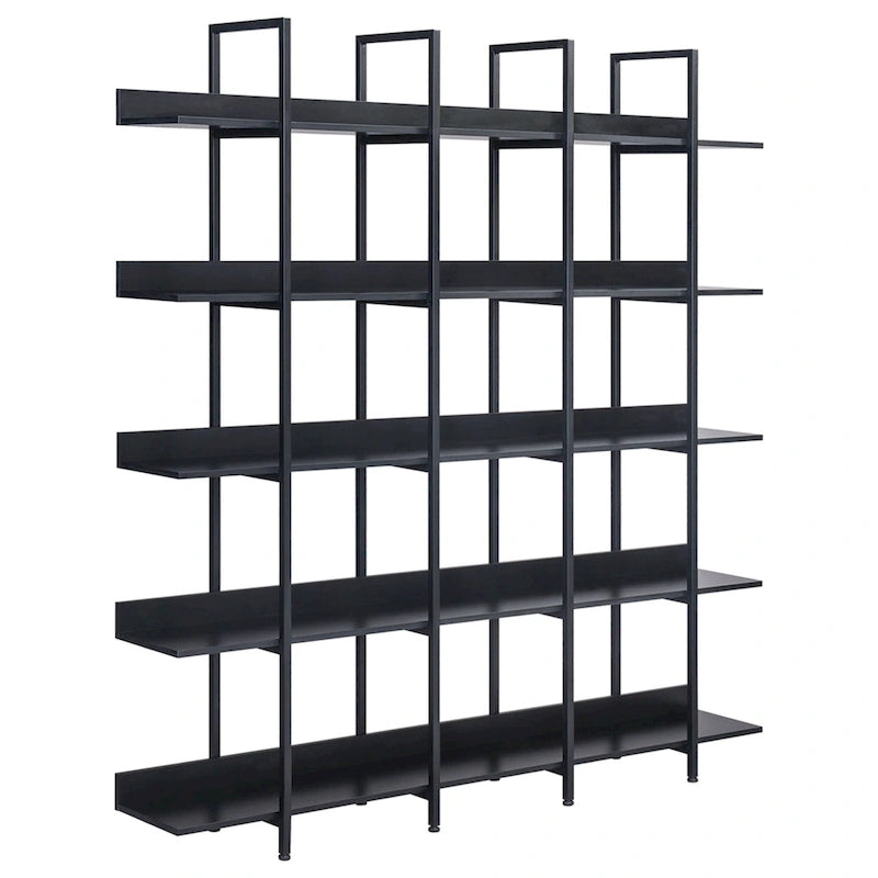 5-Tier Open Bookshelf with Metal Frame, Brown / White / Black
