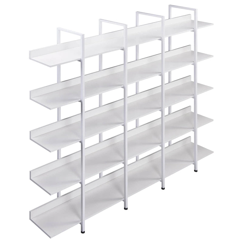 5-Tier Open Bookshelf with Metal Frame, Brown / White / Black