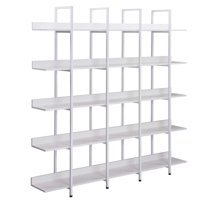 5-Tier Open Bookshelf with Metal Frame, Brown / White / Black