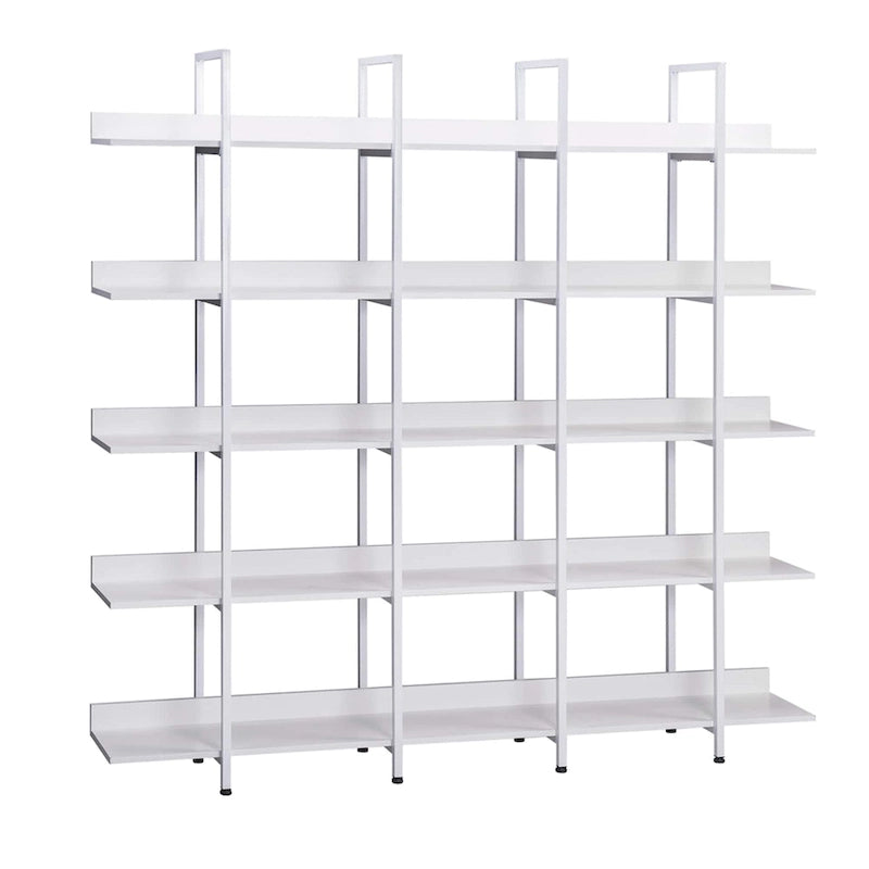 5-Tier Open Bookshelf with Metal Frame, Brown / White / Black