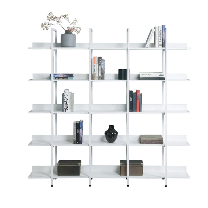 5-Tier Open Bookshelf with Metal Frame, Brown / White / Black