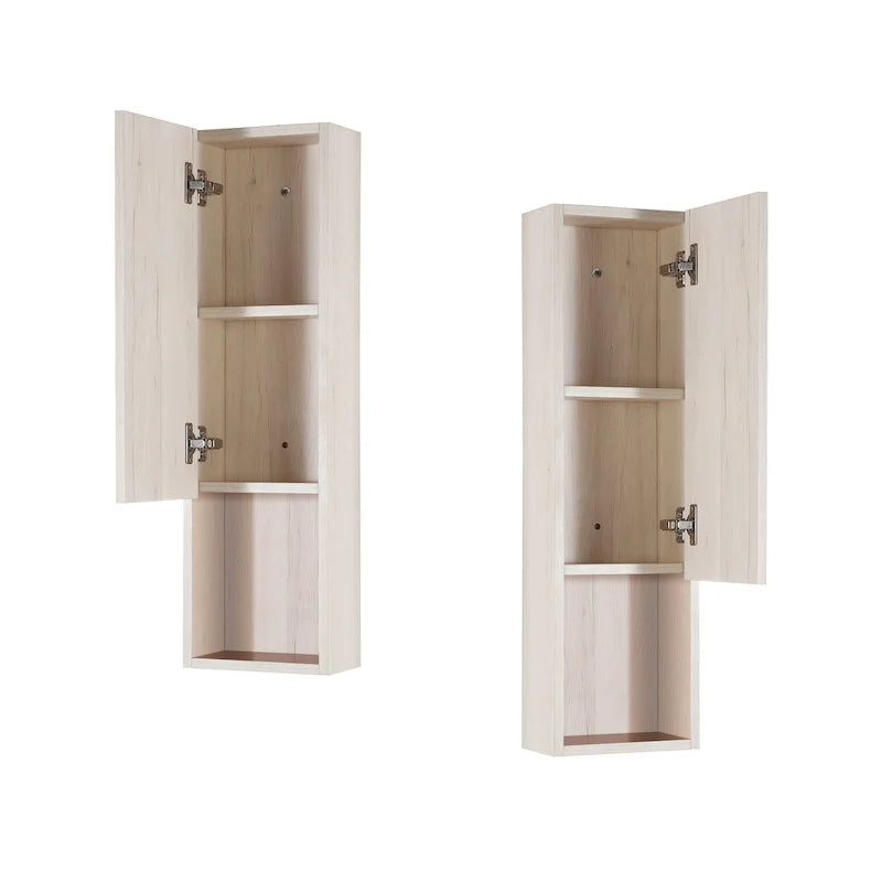 Wall-Mounted Laminated Wood Side Cabinet with Soft Close Door and Open Shelf
