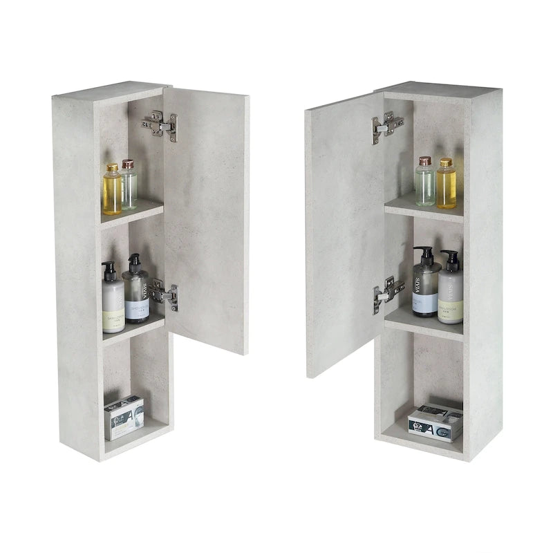 Wall-Mounted Laminated Wood Side Cabinet with Soft Close Door and Open Shelf