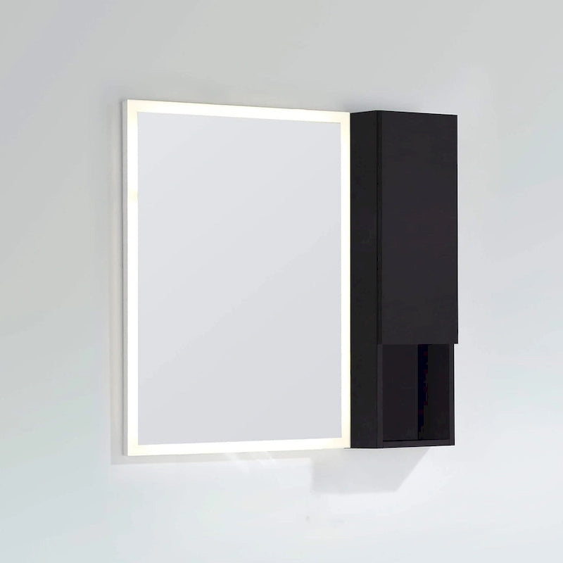 Wall-Mounted Laminated Wood Side Cabinet with Soft Close Door and Open Shelf