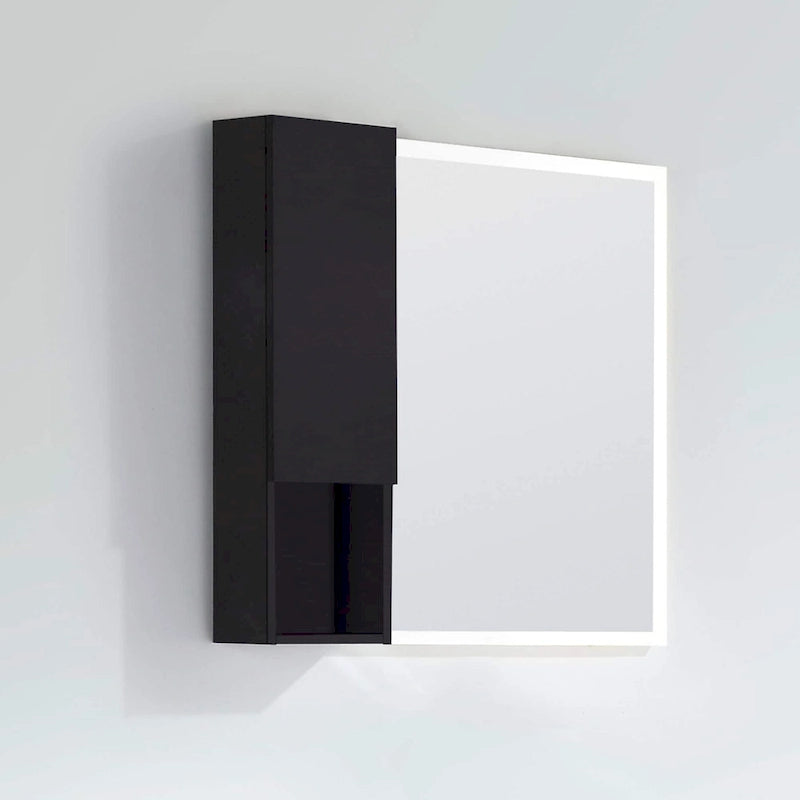 Wall-Mounted Laminated Wood Side Cabinet with Soft Close Door and Open Shelf