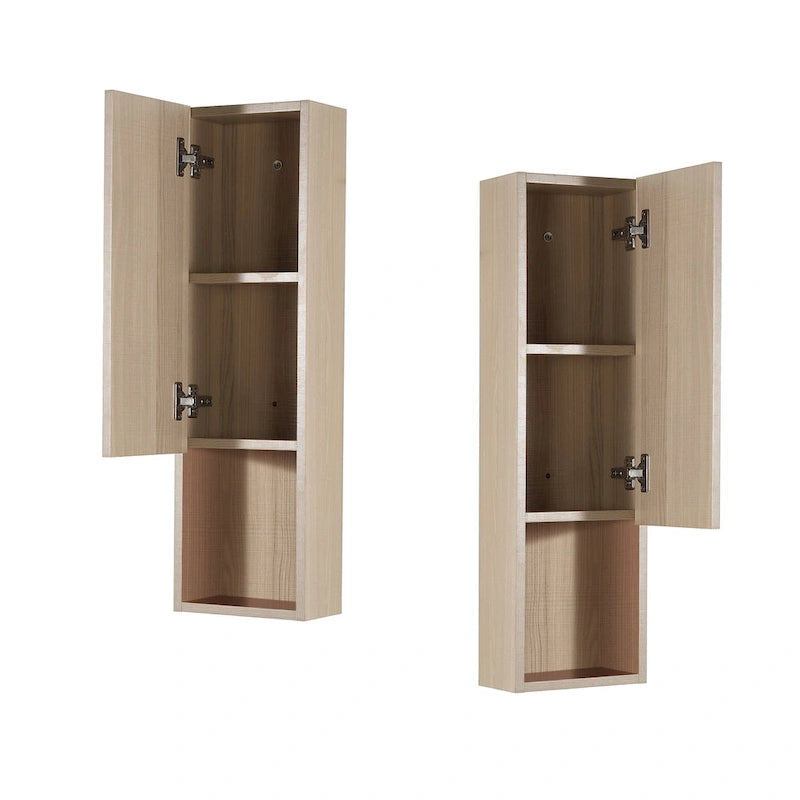 Wall-Mounted Laminated Wood Side Cabinet with Soft Close Door and Open Shelf
