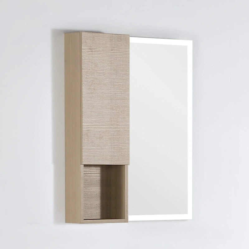 Wall-Mounted Laminated Wood Side Cabinet with Soft Close Door and Open Shelf