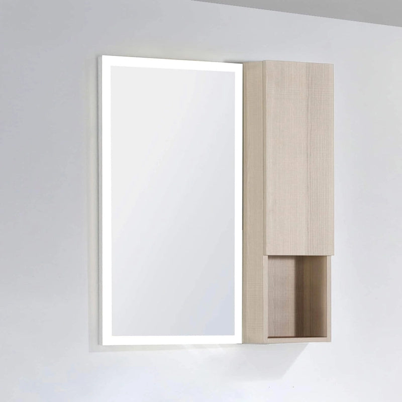 Wall-Mounted Laminated Wood Side Cabinet with Soft Close Door and Open Shelf