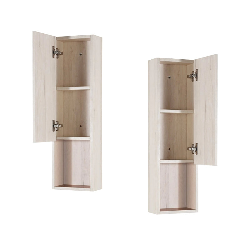 Wall-Mounted Laminated Wood Side Cabinet with Soft Close Door and Open Shelf