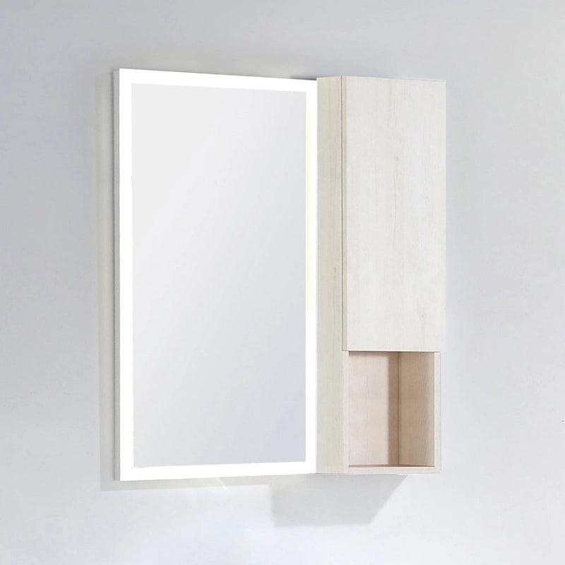 Wall-Mounted Laminated Wood Side Cabinet with Soft Close Door and Open Shelf