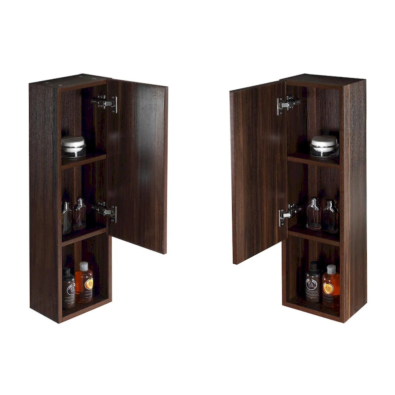 Wall-Mounted Laminated Wood Side Cabinet with Soft Close Door and Open Shelf
