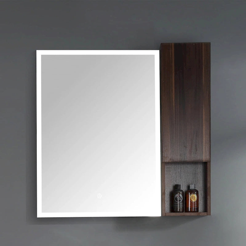 Wall-Mounted Laminated Wood Side Cabinet with Soft Close Door and Open Shelf
