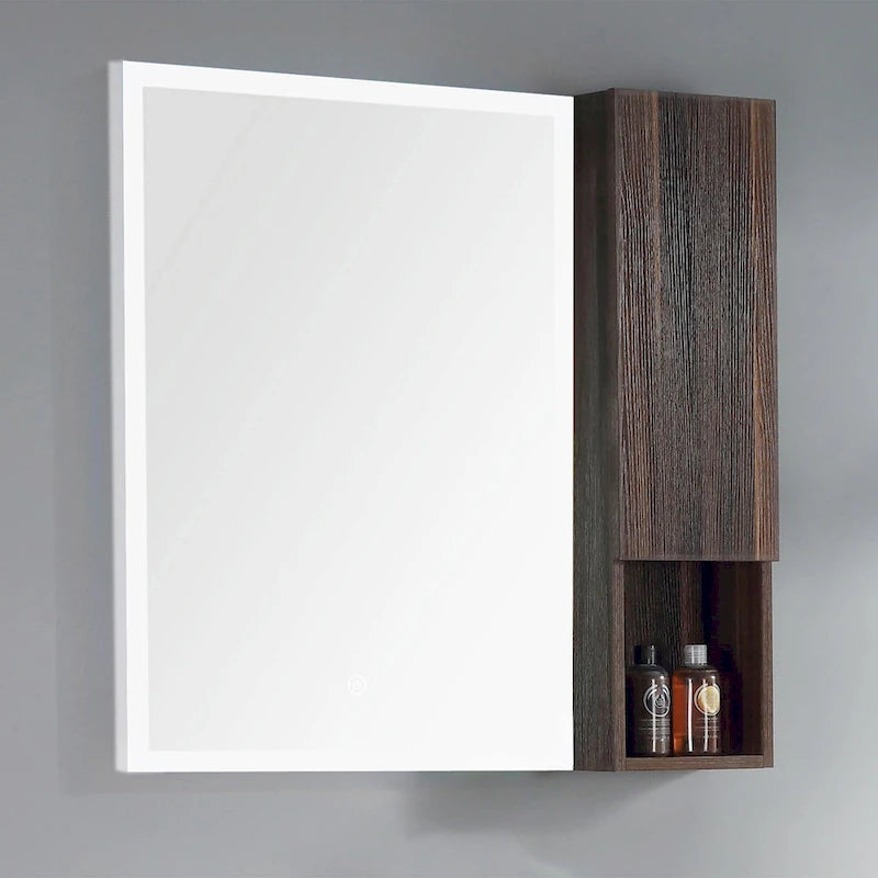 Wall-Mounted Laminated Wood Side Cabinet with Soft Close Door and Open Shelf