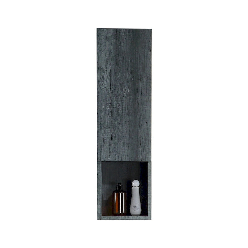 Wall-Mounted Laminated Wood Side Cabinet with Soft Close Door and Open Shelf