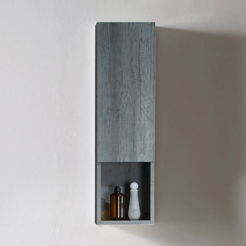 Wall-Mounted Laminated Wood Side Cabinet with Soft Close Door and Open Shelf