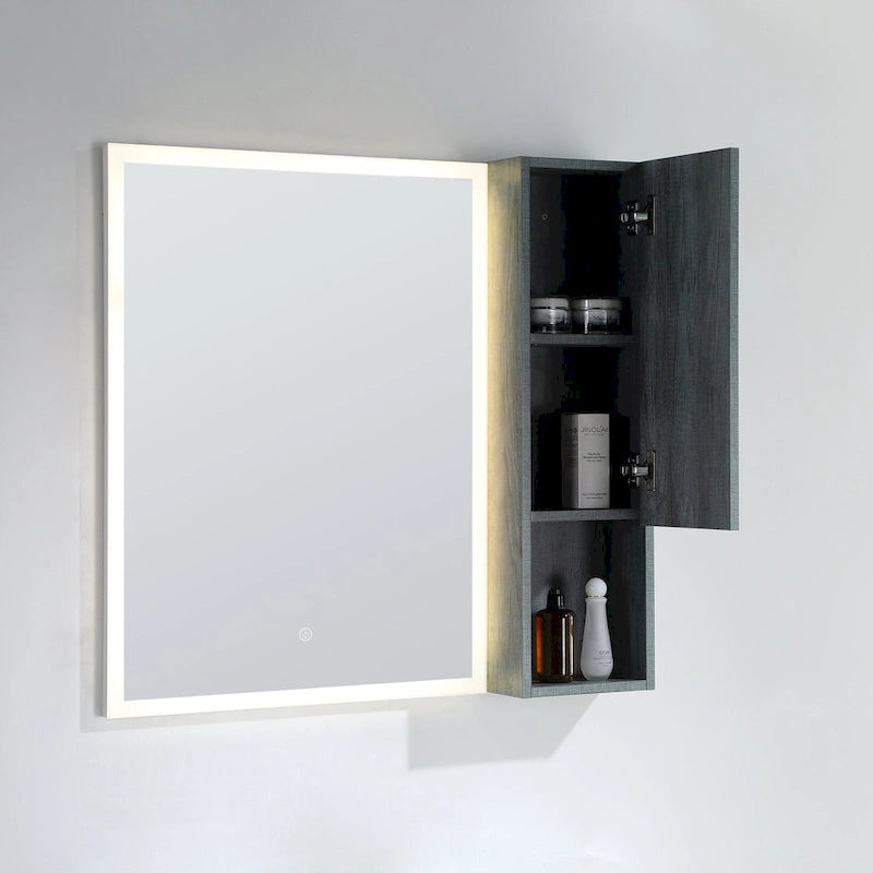 Wall-Mounted Laminated Wood Side Cabinet with Soft Close Door and Open Shelf