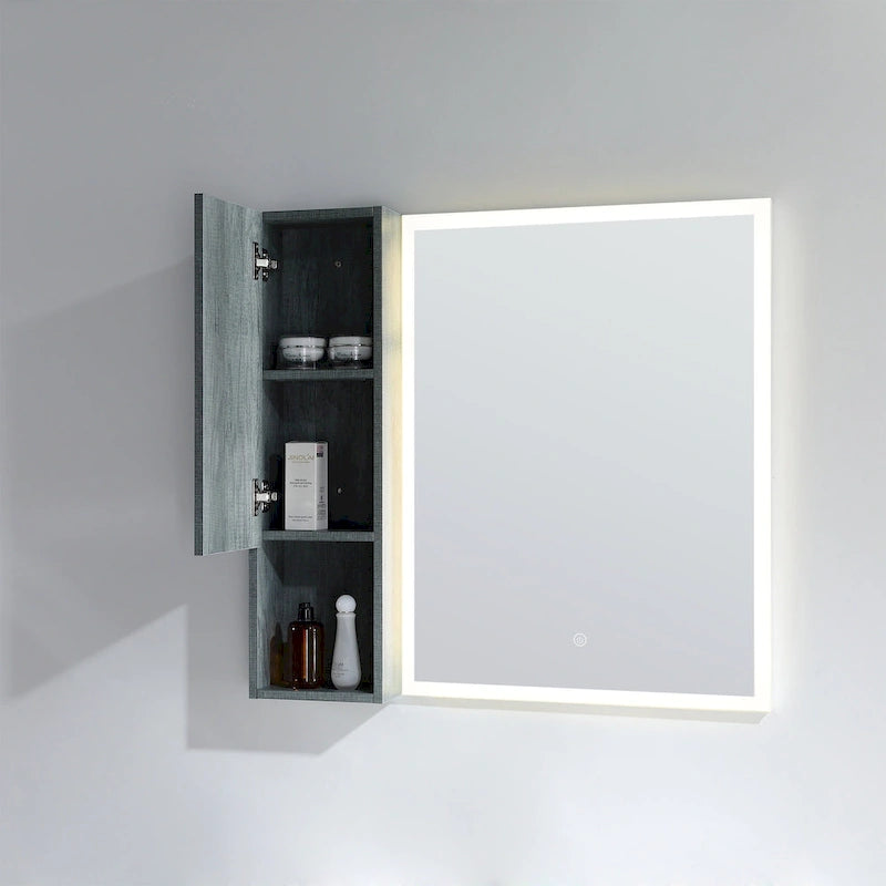 Wall-Mounted Laminated Wood Side Cabinet with Soft Close Door and Open Shelf
