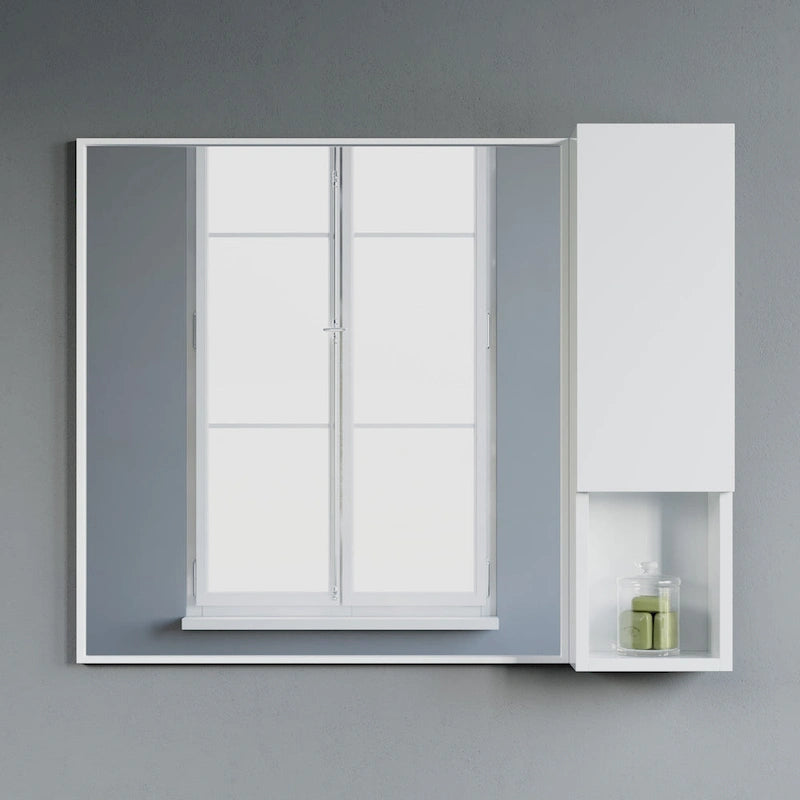 Wall-Mounted Laminated Wood Side Cabinet with Soft Close Door and Open Shelf