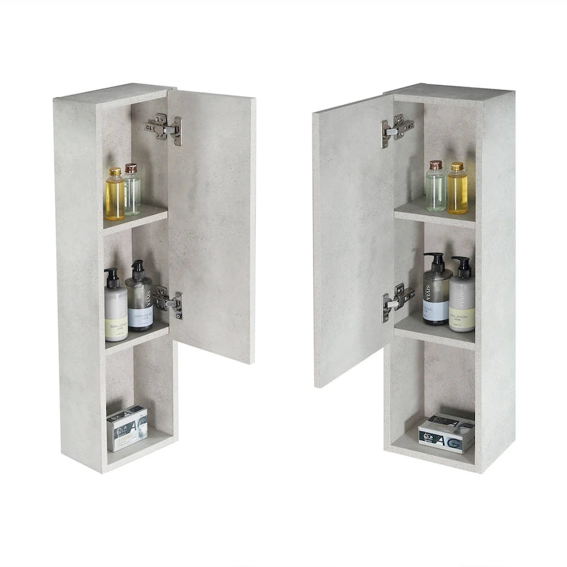 Wall-Mounted Laminated Wood Side Cabinet with Soft Close Door and Open Shelf
