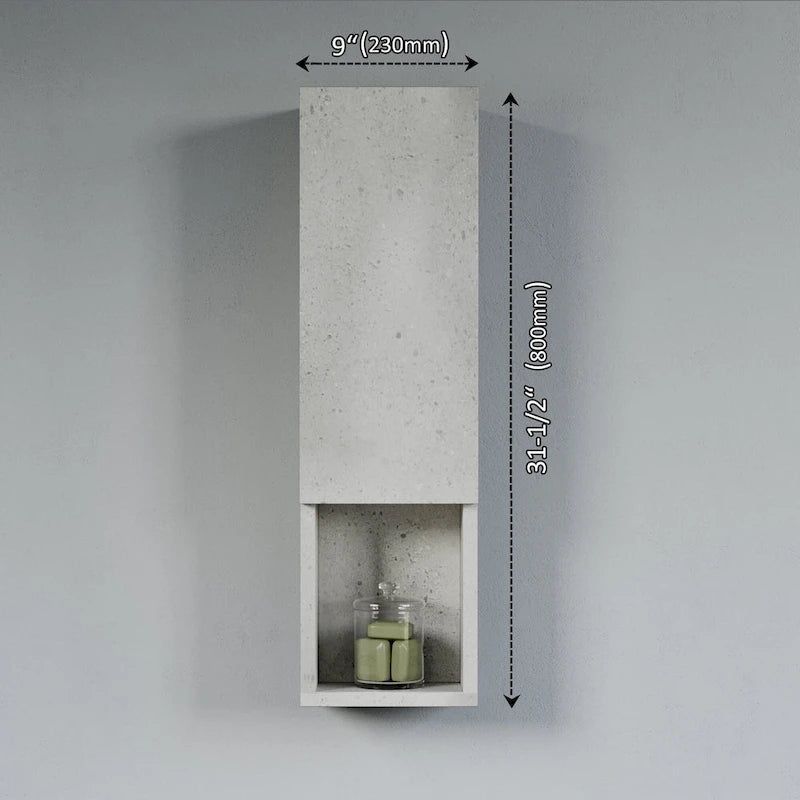 Wall-Mounted Laminated Wood Side Cabinet with Soft Close Door and Open Shelf