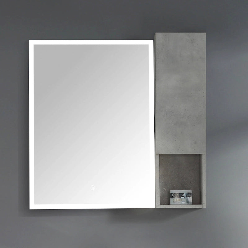 Wall-Mounted Laminated Wood Side Cabinet with Soft Close Door and Open Shelf