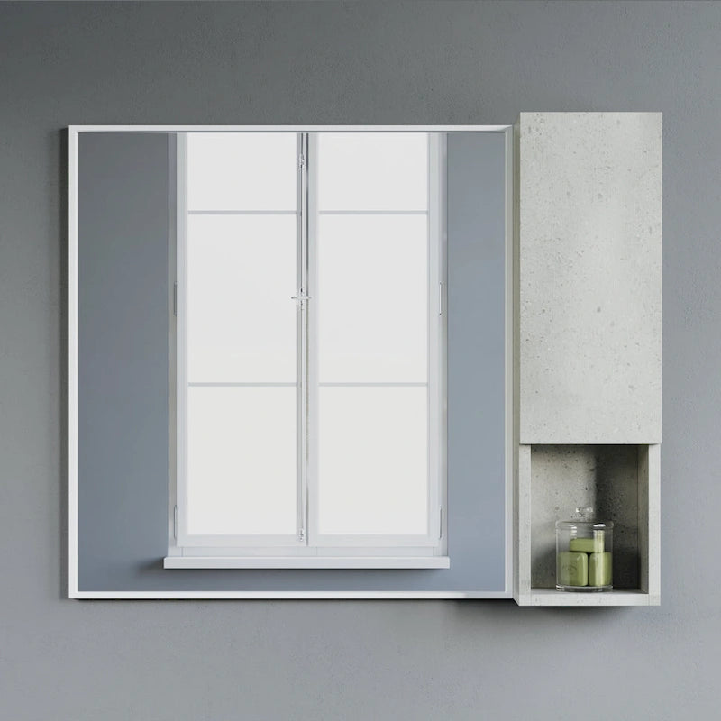 Wall-Mounted Laminated Wood Side Cabinet with Soft Close Door and Open Shelf