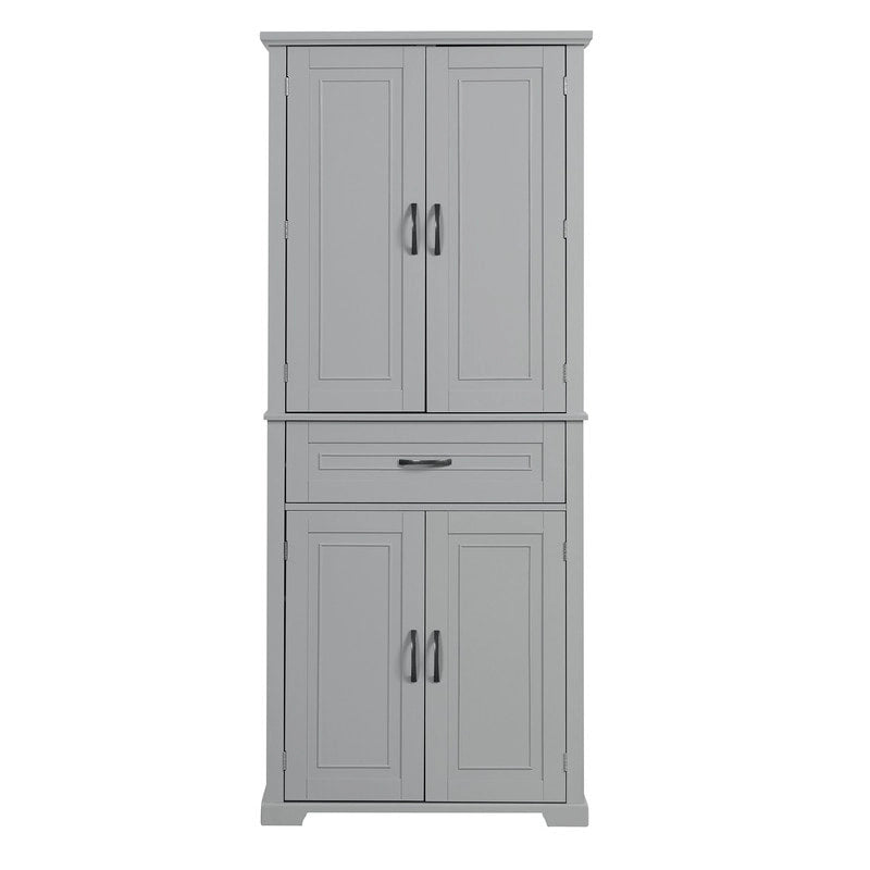 Tall Freestanding Bathroom Storage Cabinet with Doors Drawer Adjustable Shelves Grey