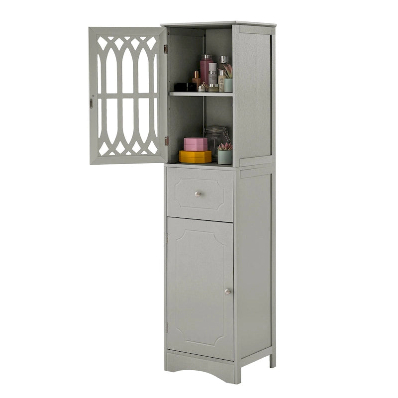 Slim Bathroom Storage Cabinet with Drawer and Acrylic Door