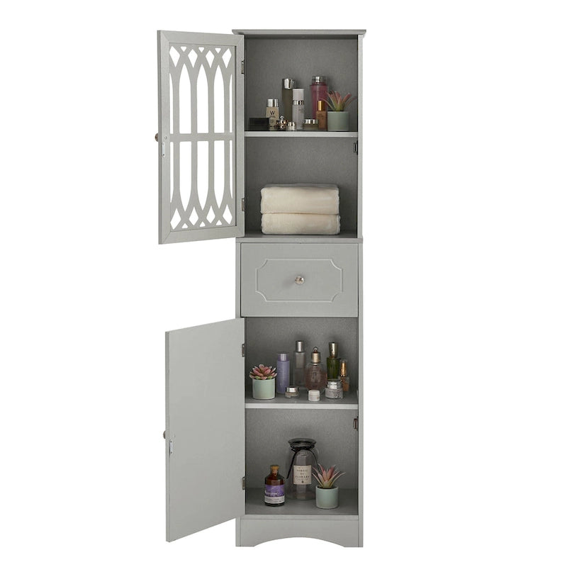 Slim Bathroom Storage Cabinet with Drawer and Acrylic Door