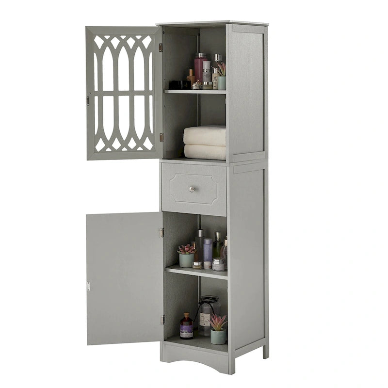 Slim Bathroom Storage Cabinet with Drawer and Acrylic Door