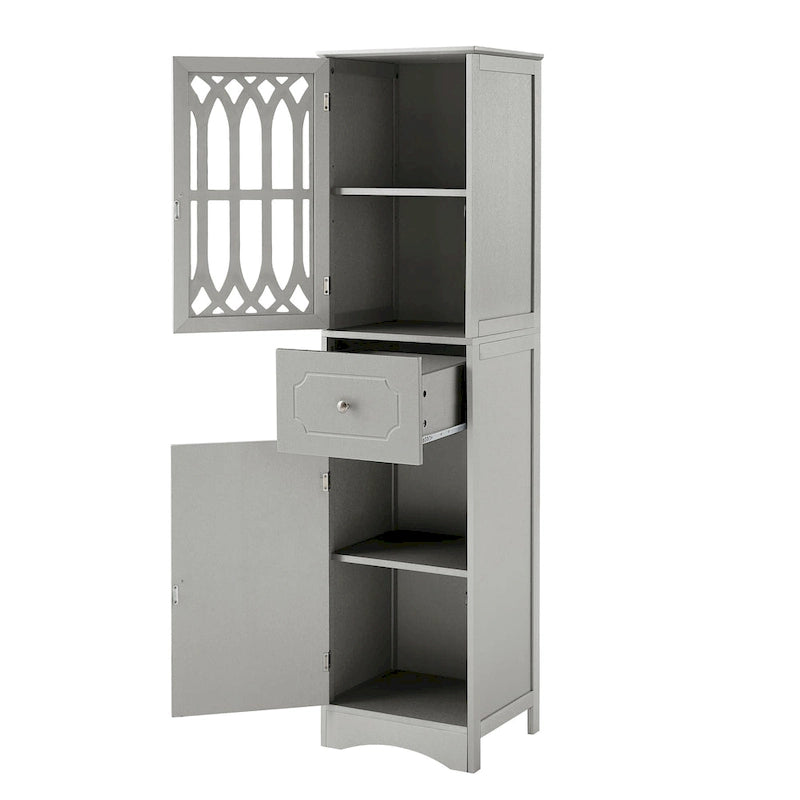 Slim Bathroom Storage Cabinet with Drawer and Acrylic Door