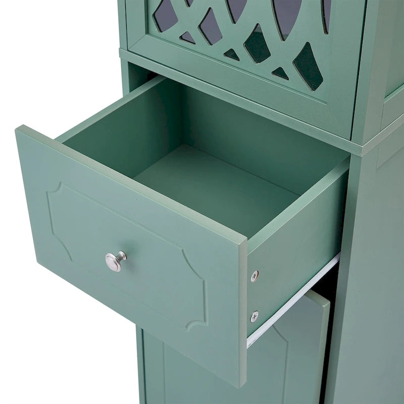 Slim Bathroom Storage Cabinet with Drawer and Acrylic Door