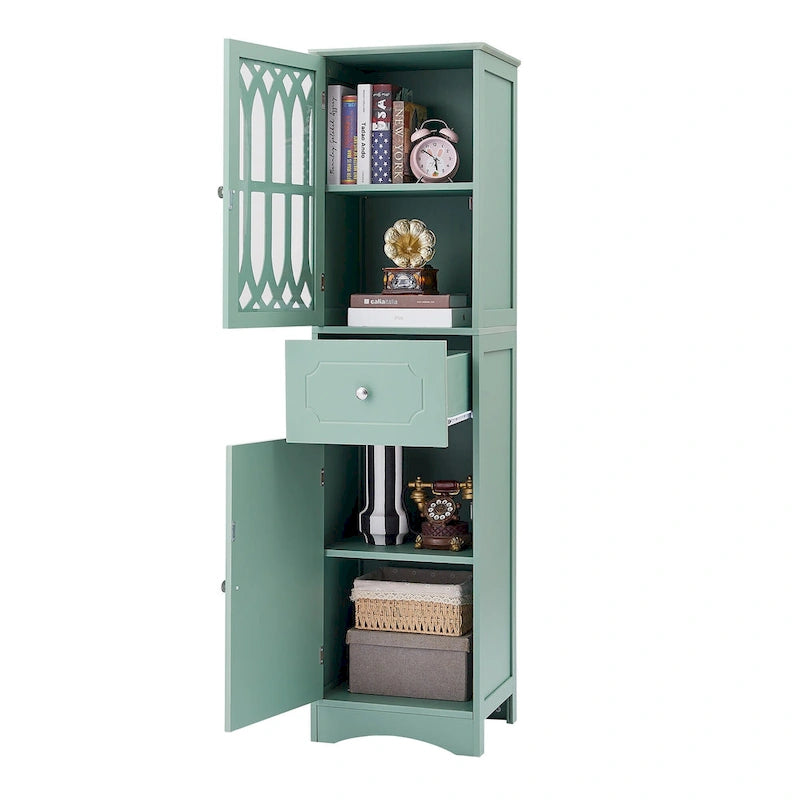 Slim Bathroom Storage Cabinet with Drawer and Acrylic Door