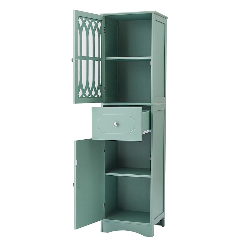 Slim Bathroom Storage Cabinet with Drawer and Acrylic Door