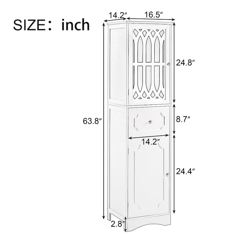 Slim Bathroom Storage Cabinet with Drawer and Acrylic Door