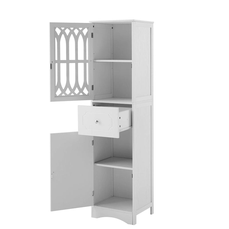 Slim Bathroom Storage Cabinet with Drawer and Acrylic Door