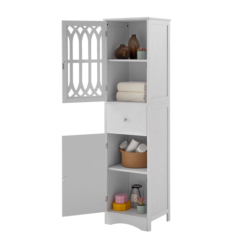 Slim Bathroom Storage Cabinet with Drawer and Acrylic Door