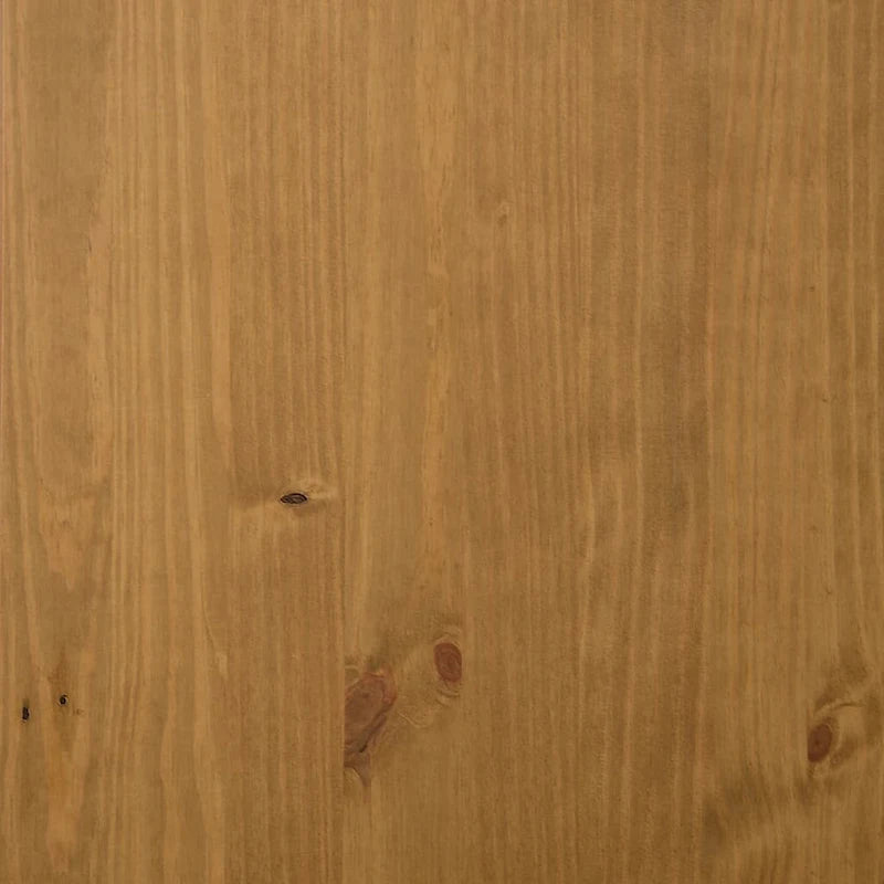 Solid Pine Wood Sideboard with Glass Door, Two Drawers, Brown Oak