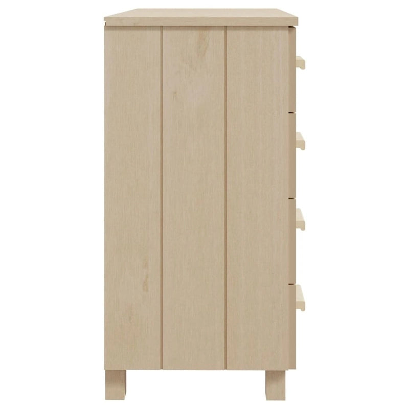 5-Drawer Solid Pine Wood Sideboard Buffet Console Cabinet with Wooden Handles, Natural White