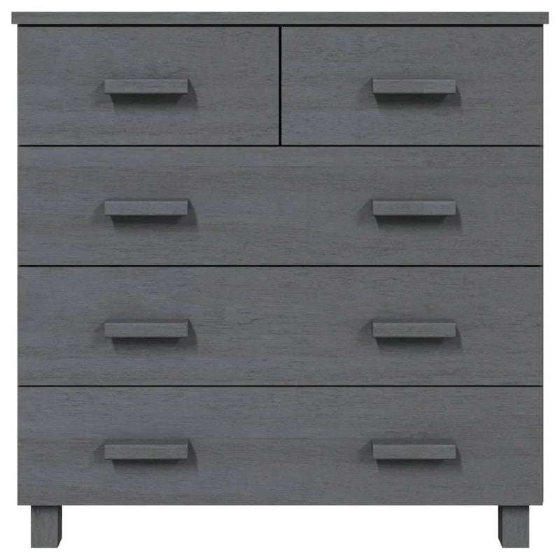 5-Drawer Solid Pine Wood Sideboard Buffet Console Cabinet with Wooden Handles, Natural White