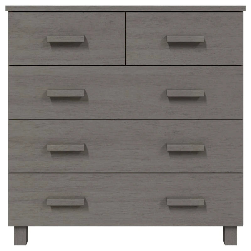 5-Drawer Solid Pine Wood Sideboard Buffet Console Cabinet with Wooden Handles, Natural White